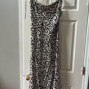 Dry Goods Small Midi Black and White Spotted Cowl Neck Dress